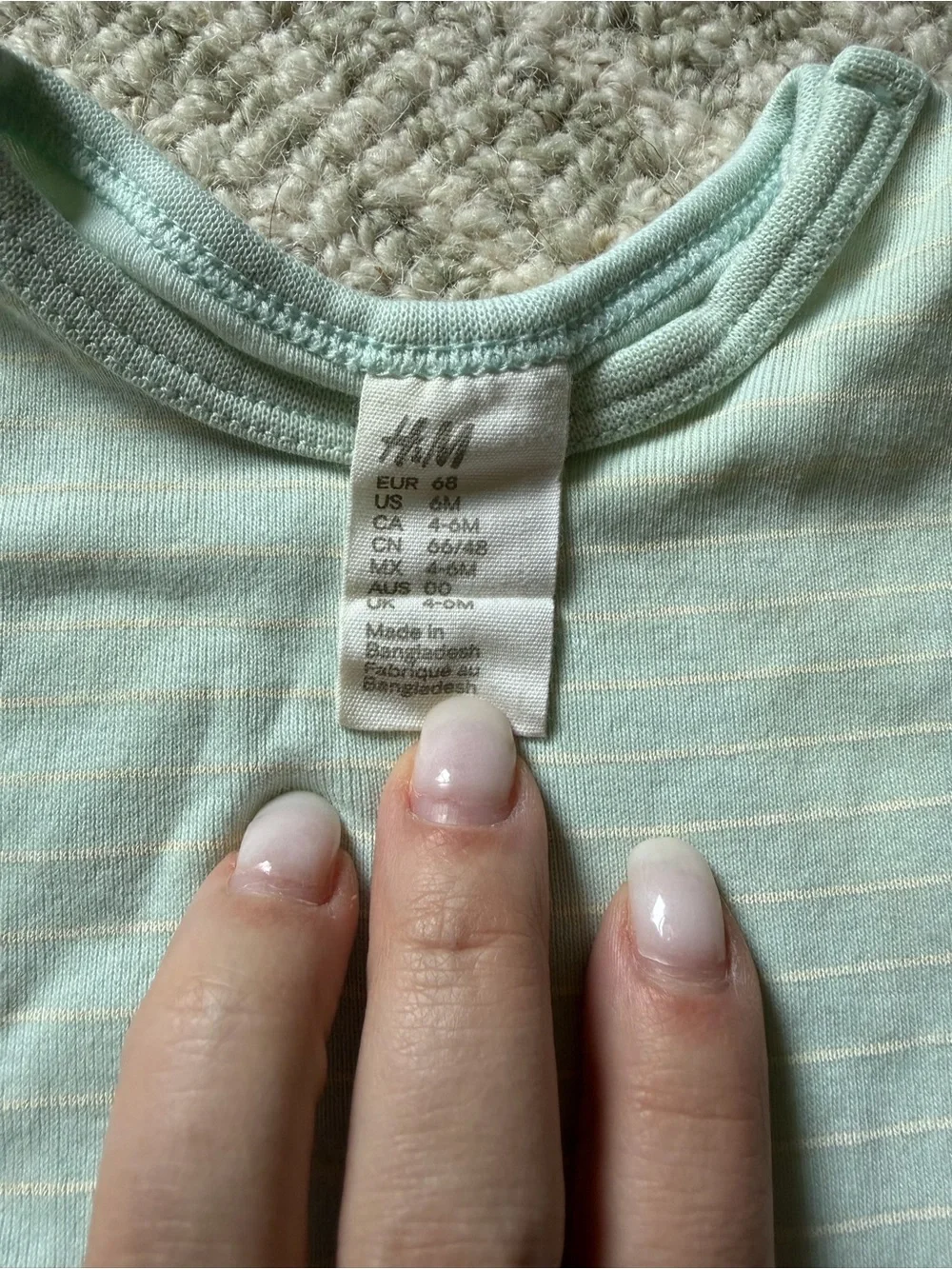 GAP, H&M & Old Navy Baby One-Piece Bodysuits in White, Navy, and Sage Green